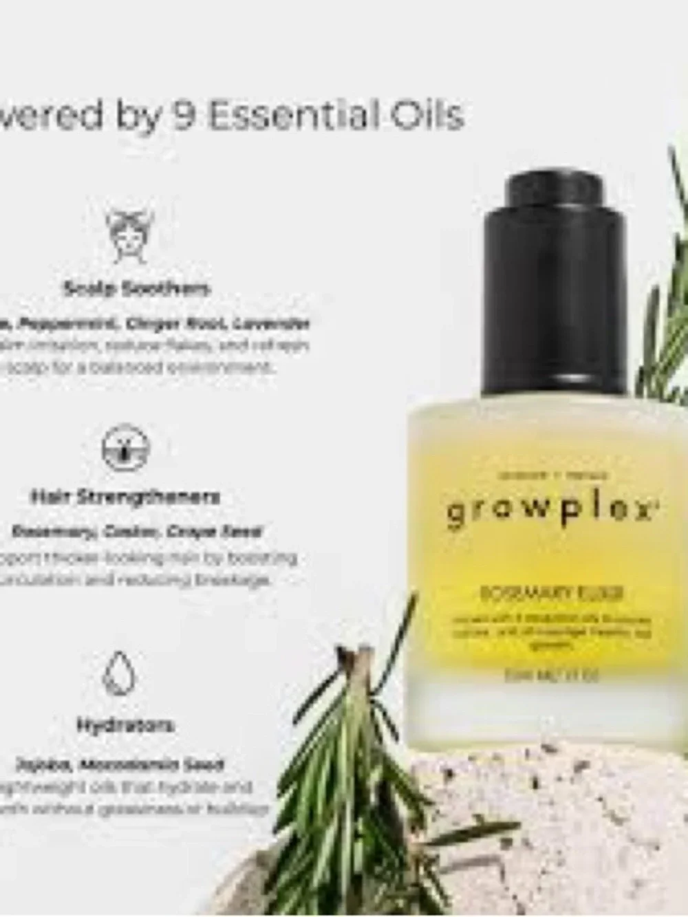 Growplex Rosemary Elixir Face & Scalp Oil — Yellow Hydrating Serum